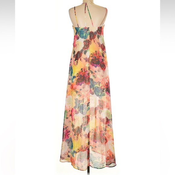Spotlight by Warehouse Halter Watercolor Floral Maxi Dress Size 6 US - Picture 2 of 6